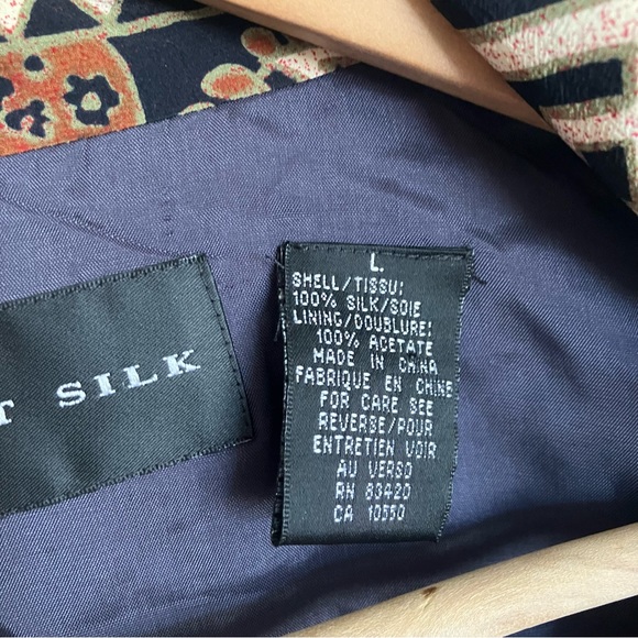 Vintage August Silk Brown Mixed Pattern Bomber Look Jacket - Picture 7 of 7